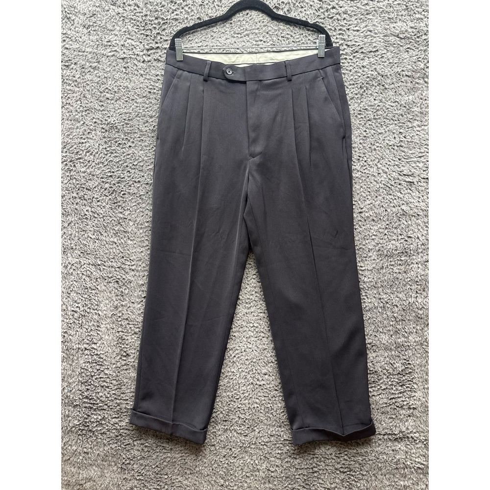 Giorgio Gianni Pleated Straight‎ Leg Trouser Pants Gray Mens Size 36 x 30